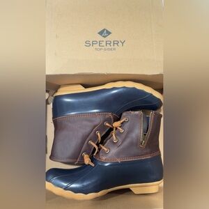 Sperry Brown Leather & Navy Top Side Boots